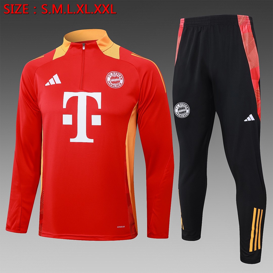 Bayern Munich 24/25 Half-Zip Jacket Red with Yellow Collar