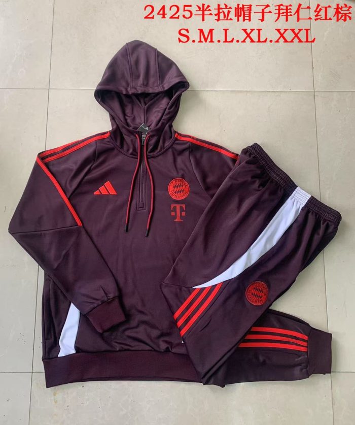 Bayern Munich 24/25 Half-Zip Jacket Red Brown - 图片 9