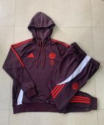 Bayern Munich 24/25 Half-Zip Hoodie Red Brown Kids - 图片 3