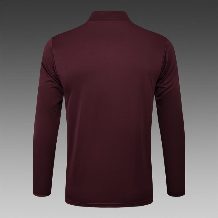 Bayern Munich Semi-Zip Jacket Dark Maroon Retro Edition - 图片 8