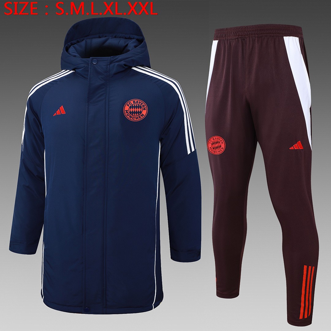 JER-6654_1 Bayern Munich 24-25 Cotton Jacket Navy Blue (Red Logo) - 图片 1