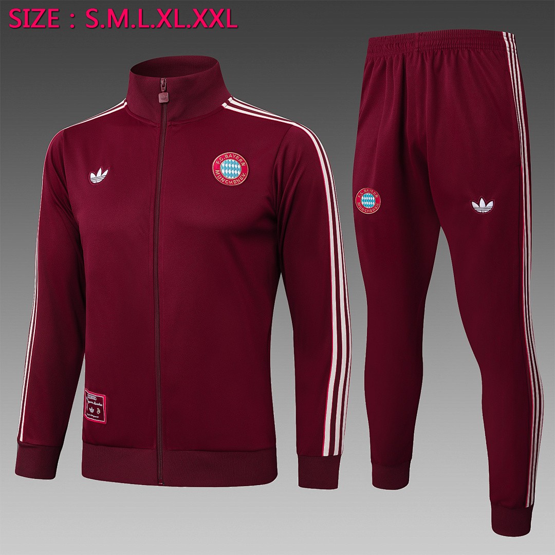 Bayern Munich 25/26 Long Zip Jacket Deep Burgundy Retro Edition