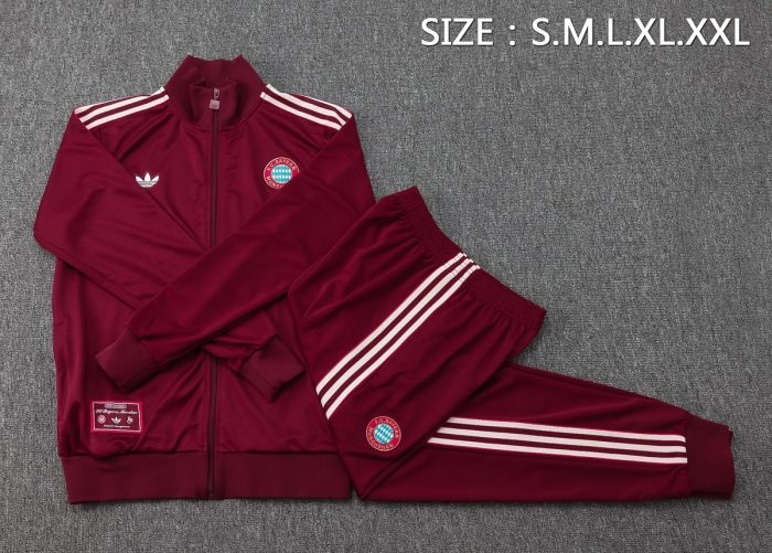 Bayern Munich 25/26 Long Zip Jacket Deep Burgundy Retro Edition - 图片 2