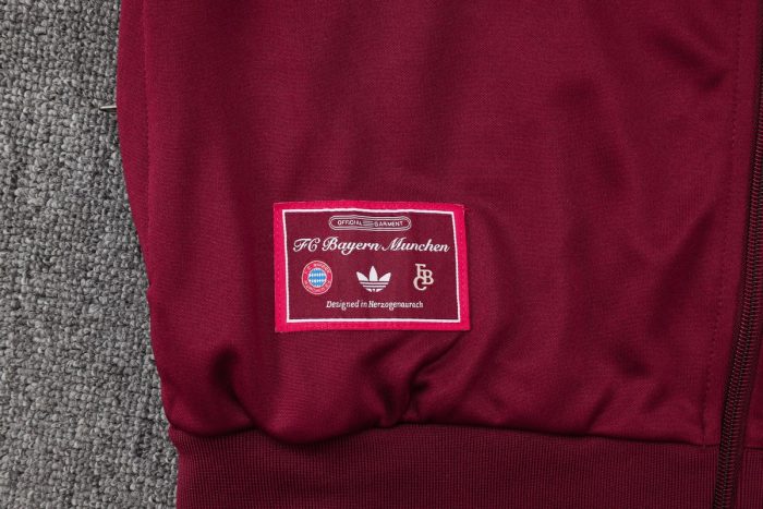 Bayern Munich 25/26 Long Zip Jacket Deep Burgundy Retro Edition - 图片 5
