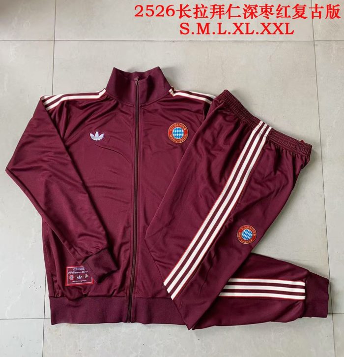 Bayern Munich 25/26 Long Zip Jacket Deep Burgundy Retro Edition - 图片 9