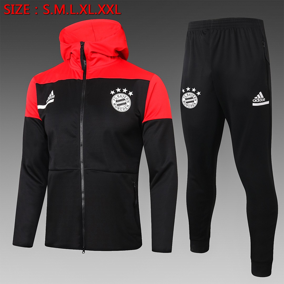 2021 Bayern Munich Black and Red Long Zipper Jacket