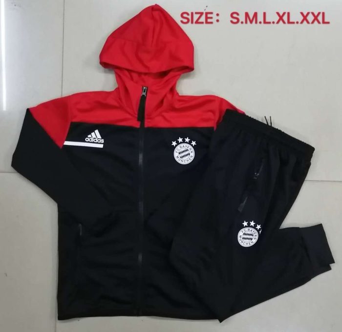 2021 Bayern Munich Black and Red Long Zipper Jacket - 图片 9