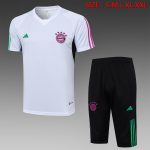 Bayern Munich 23-24 White Short Sleeve Training Set with 3/4 Pants
