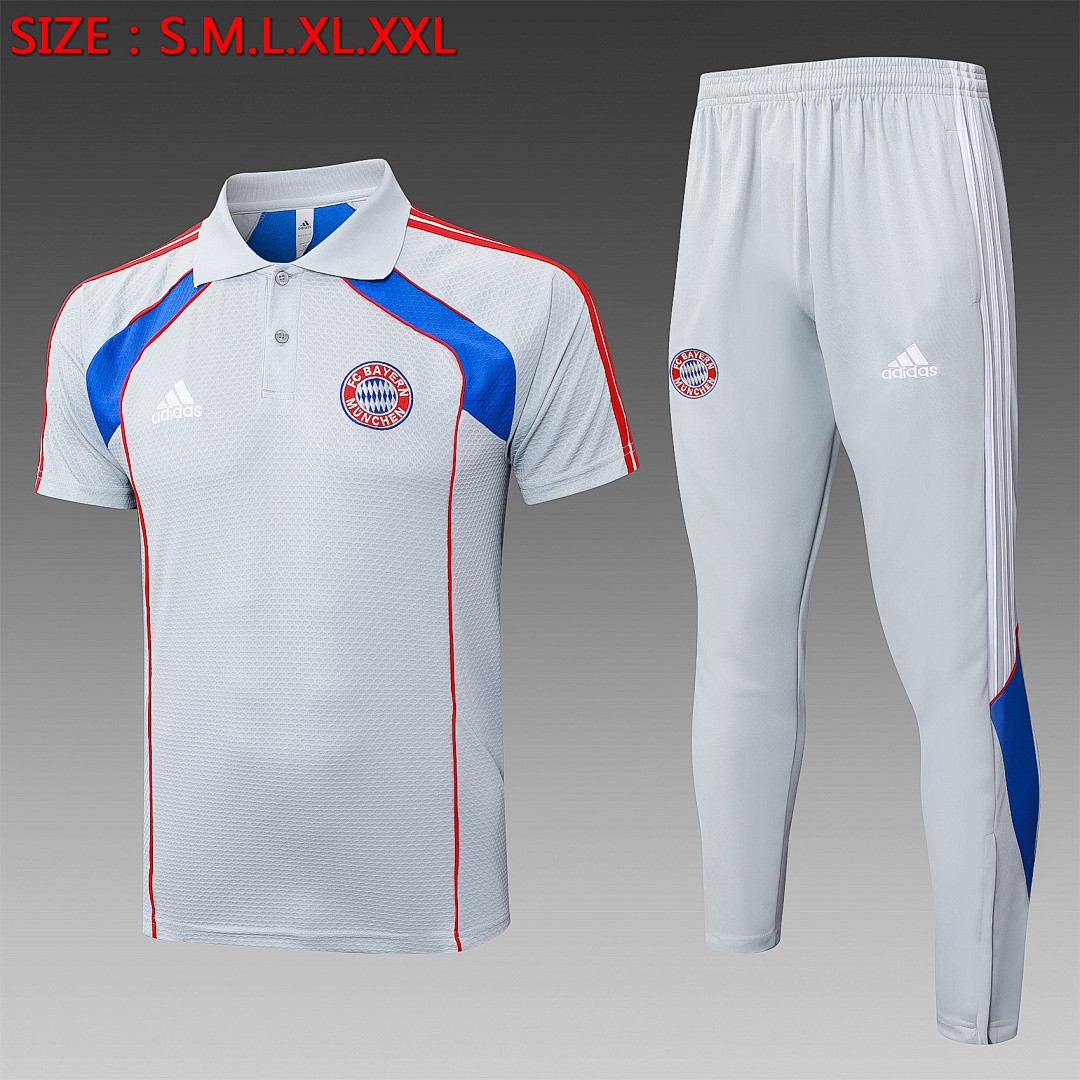 Bayern Munich Retro Polo Shirt Grey