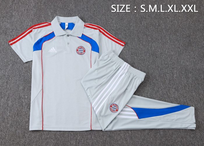 Bayern Munich Retro Polo Shirt Grey - 图片 2