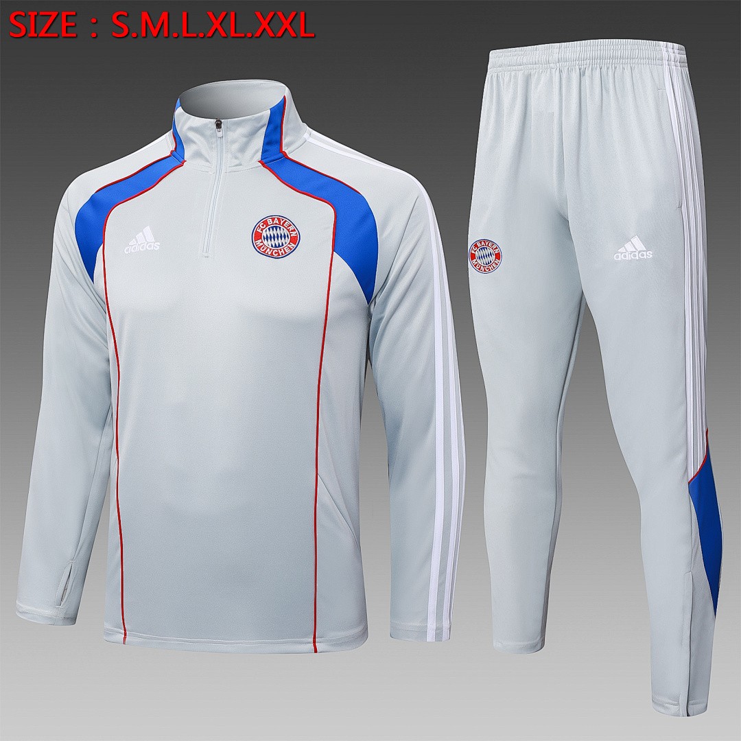 Bayern Munich Retro Edition Half-Zip Jacket Light Gray Blue