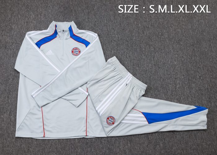 Bayern Munich Retro Edition Half-Zip Jacket Light Gray Blue - 图片 2