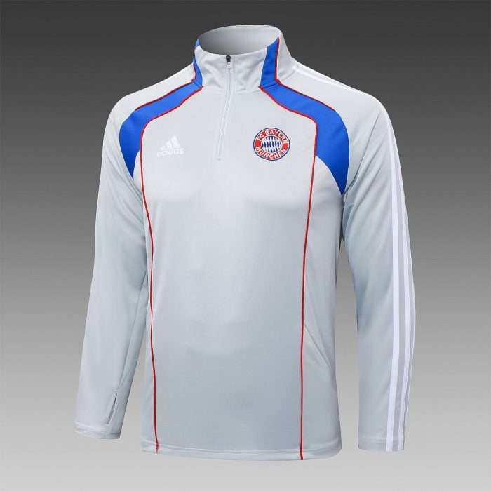 Bayern Munich Retro Edition Half-Zip Jacket Light Gray Blue - 图片 8