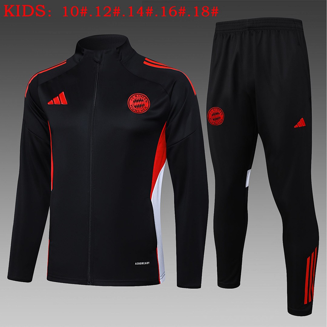 JER-6670_1 Bayern Munich Black Children's Long Zipper Jacket - 图片 1