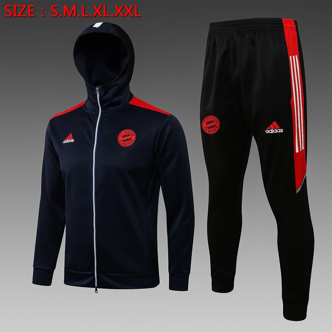 Bayern Munich 21/22 Champions League Blue Long Zip Jacket with Hood