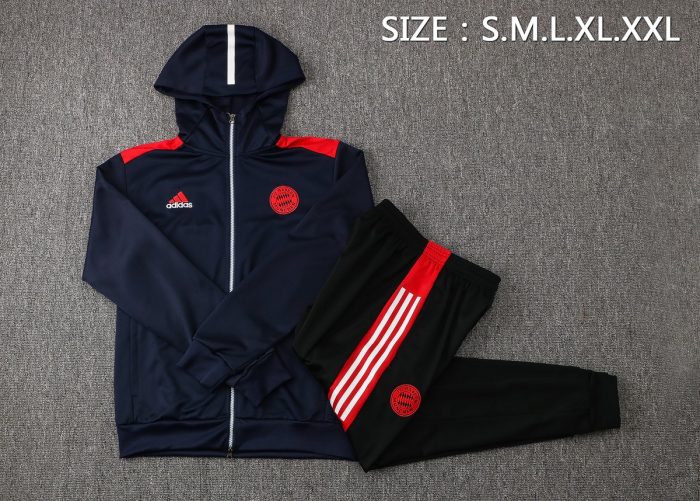 Bayern Munich 21/22 Champions League Blue Long Zip Jacket with Hood - 图片 2