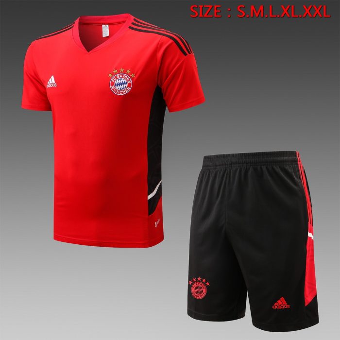 Bayern Munich 22-23 Red Short Sleeve Training Set with 5-Inch Shorts - 图片 8