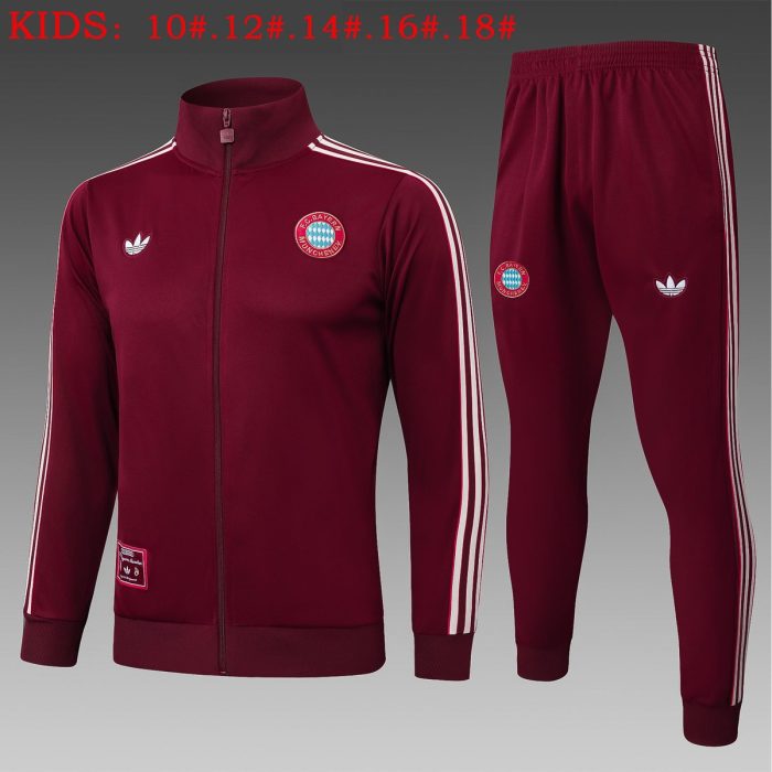 Bayern Munich Deep Maroon Retro Kids Jersey - 图片 2