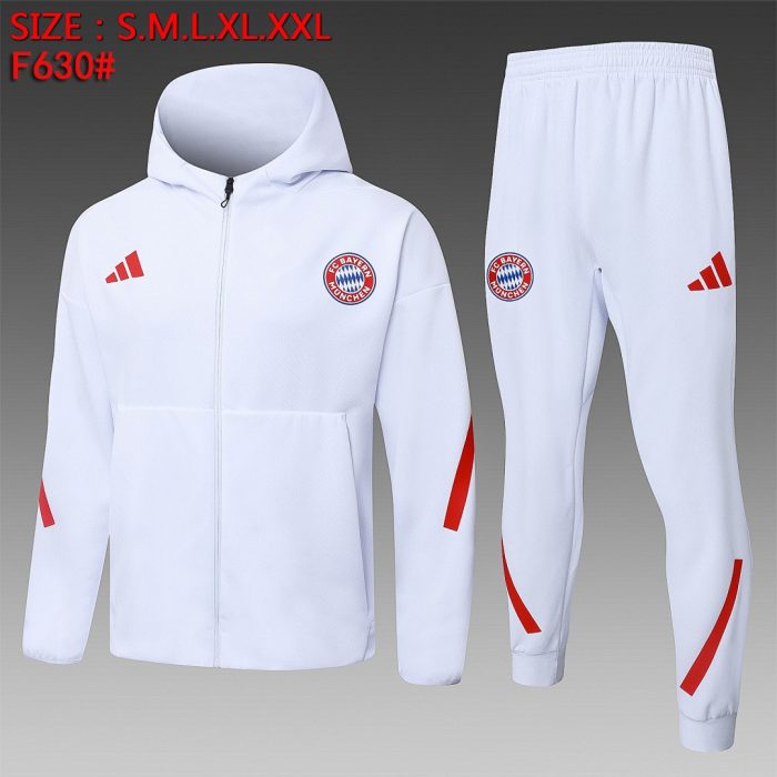 Bayern Munich White Long Zip Jacket with Hood - 图片 2