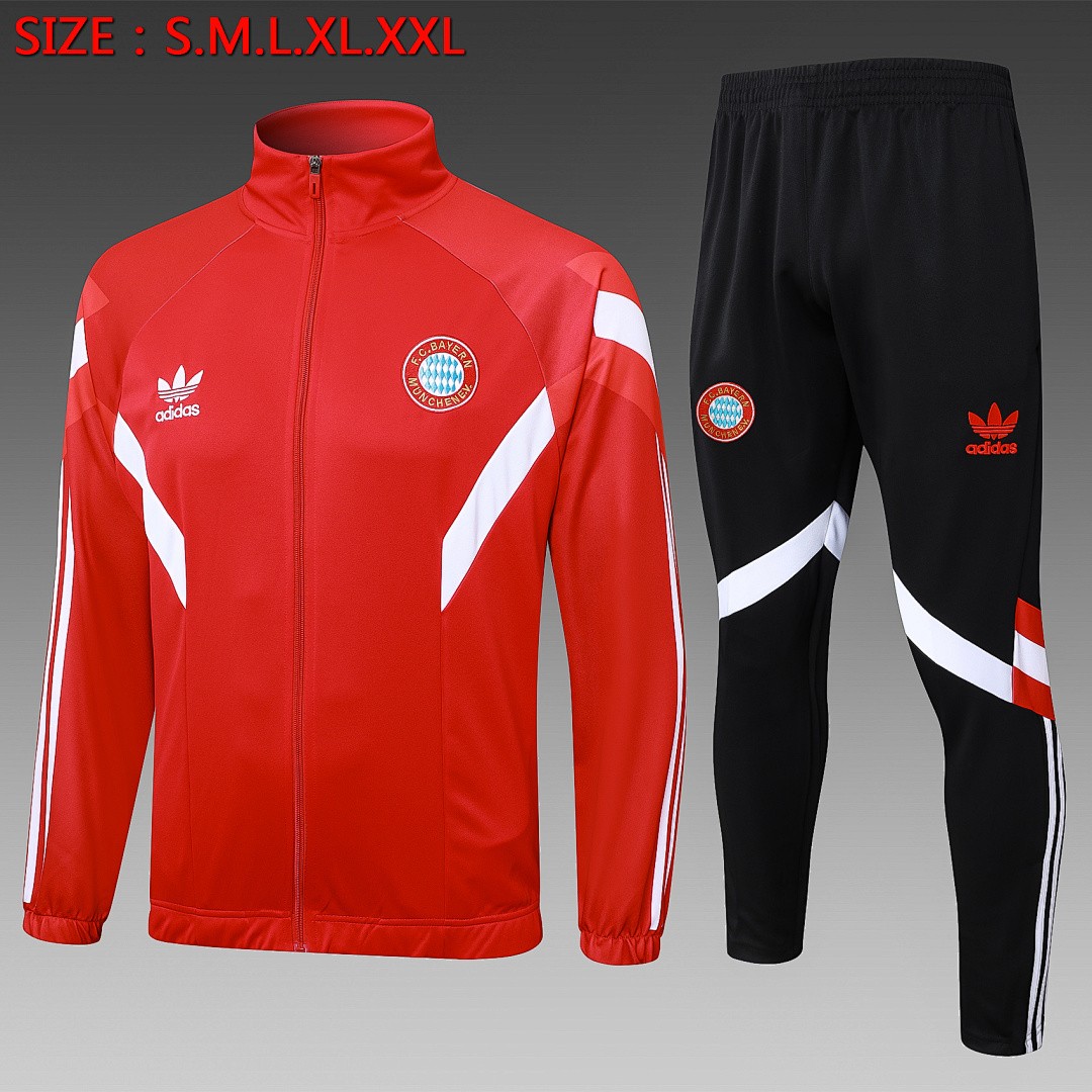 Bayern Munich 24/25 Long Zip Jacket Red (Adidas Three Stripes)
