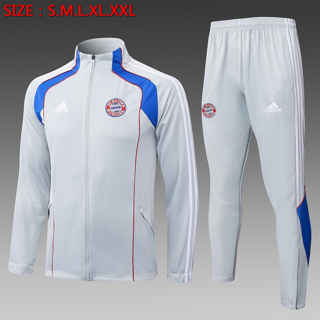Bayern Munich Retro Edition Light Gray Long Zip Jacket