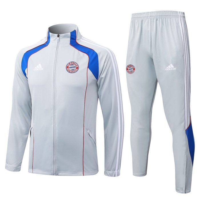 Bayern Munich Retro Edition Light Gray Long Zip Jacket - 图片 8