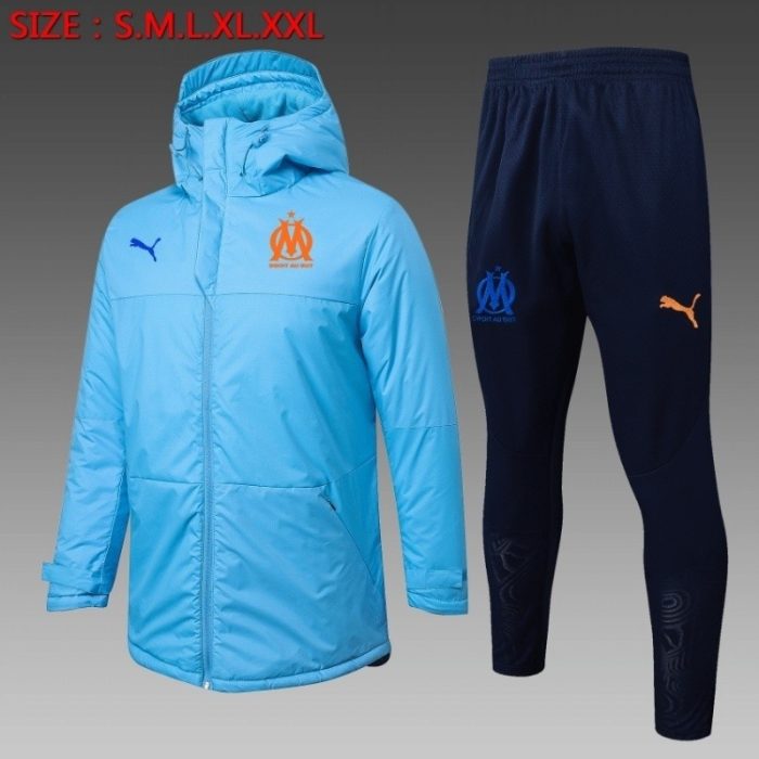 Olympique de Marseille Light Blue Cotton Jacket (Orange Marseille Logo) - 图片 2