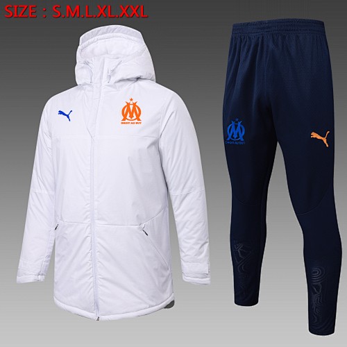 Olympique de Marseille White Cotton Jacket (Orange Marseille Logo)