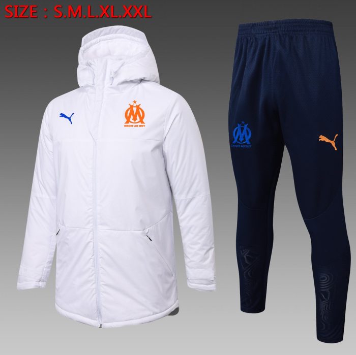 Olympique de Marseille White Cotton Jacket (Orange Marseille Logo) - 图片 2