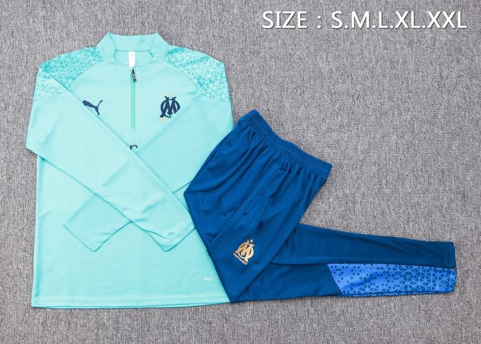Olympique de Marseille 23-24 Half-Zip Jacket Lake Blue - 图片 2