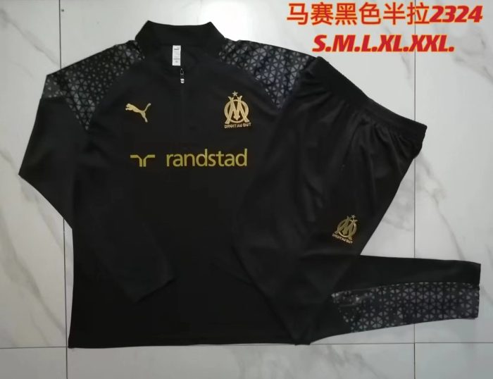 Olympique de Marseille 23-24 Half-Zip Jacket Black - 图片 9
