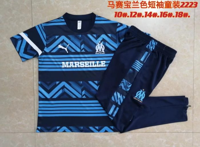 Olympique de Marseille 22/23 Kids Navy Blue Short Sleeve - 图片 3