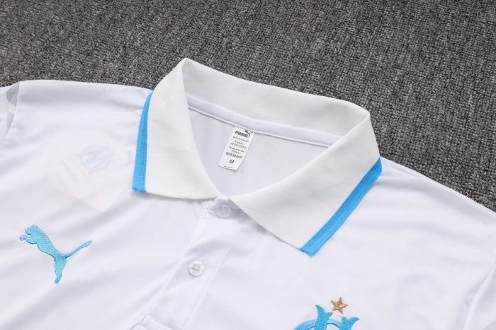 Olympique de Marseille 22/23 Polo White with Blue Trim - 图片 6