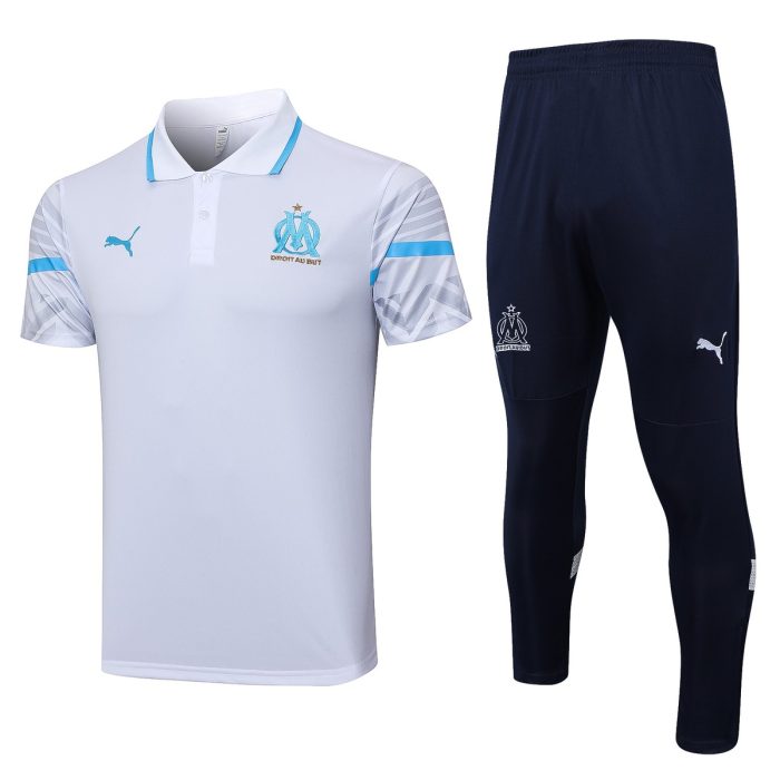 Olympique de Marseille 22/23 Polo White with Blue Trim - 图片 8