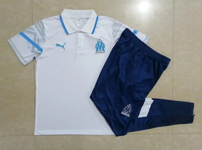Olympique de Marseille 22/23 Polo White with Blue Trim - 图片 9