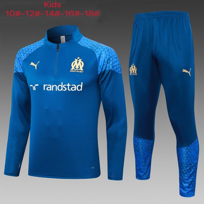 Olympique de Marseille 23-24 Half-Zip Jacket Kids Cyan - 图片 2
