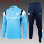 Olympique de Marseille 23-24 Half-Zip Jacket Sky Blue with White-Blue Shoulders