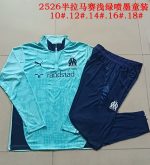 Olympique de Marseille Kids' Half-Zip Jacket Light Green Splatter - 图片 3