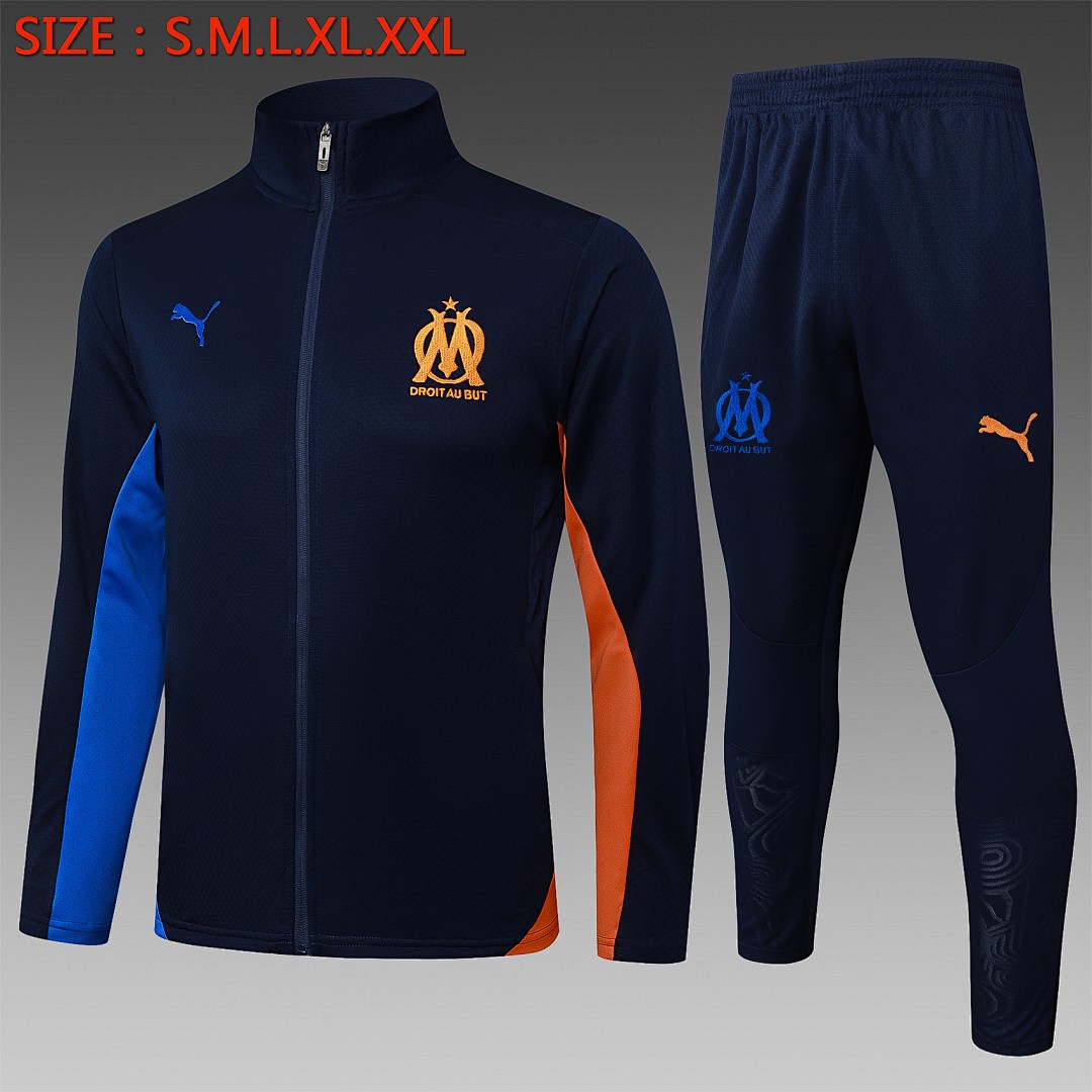 JER-6803_1 Olympique de Marseille 24-25 Training Suit Navy Blue - 图片 1