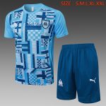 Olympique de Marseille 24-25 Short Sleeve Light Blue Splatter Training T-Shirt