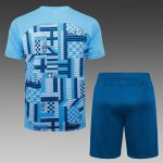 Olympique de Marseille 24-25 Short Sleeve Light Blue Splatter Training T-Shirt - 图片 6