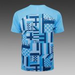 Olympique de Marseille 24-25 Short Sleeve Light Blue Splatter Training T-Shirt - 图片 7