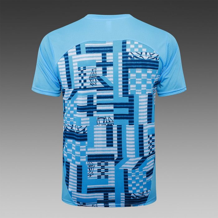 Olympique de Marseille 24-25 Short Sleeve Light Blue Splatter Training T-Shirt - 图片 7