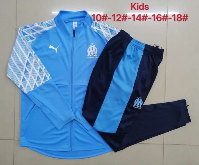 2021 Olympique de Marseille Light Blue Children's Jacket - 图片 3