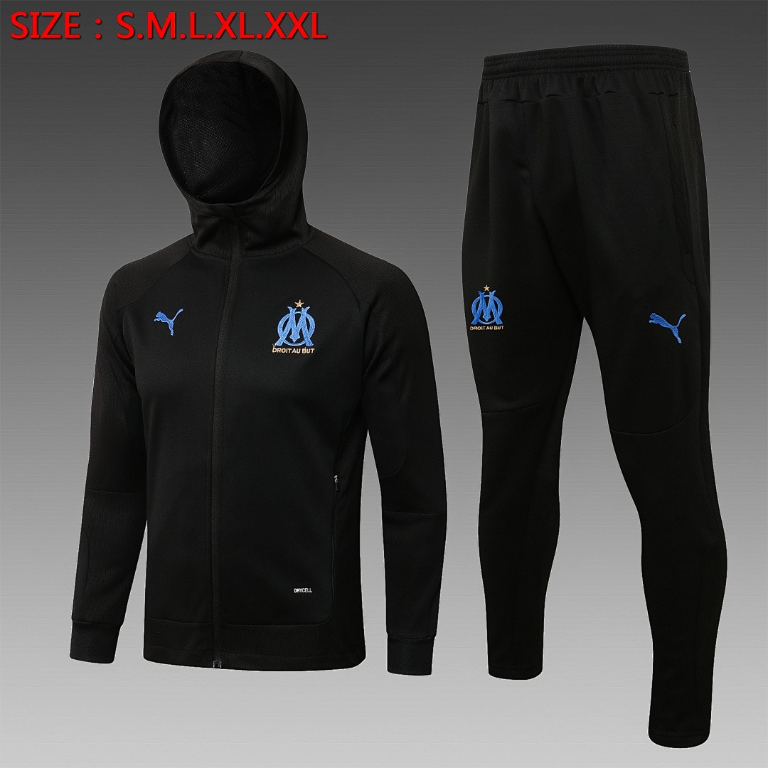 Olympique de Marseille 21-22 Black Long Zip Jacket