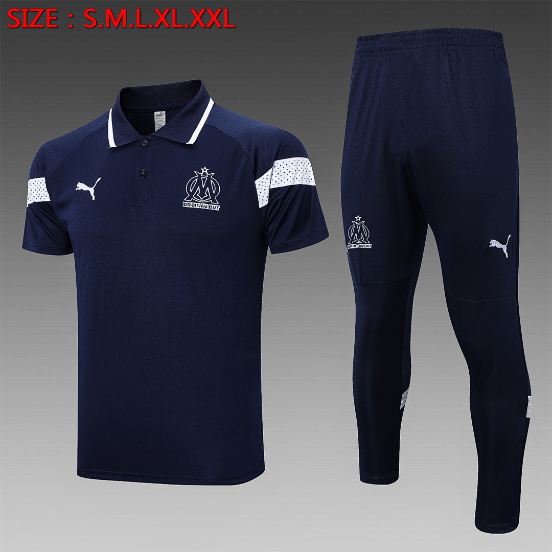Olympique de Marseille 22/23 Polo Shirt Navy Blue