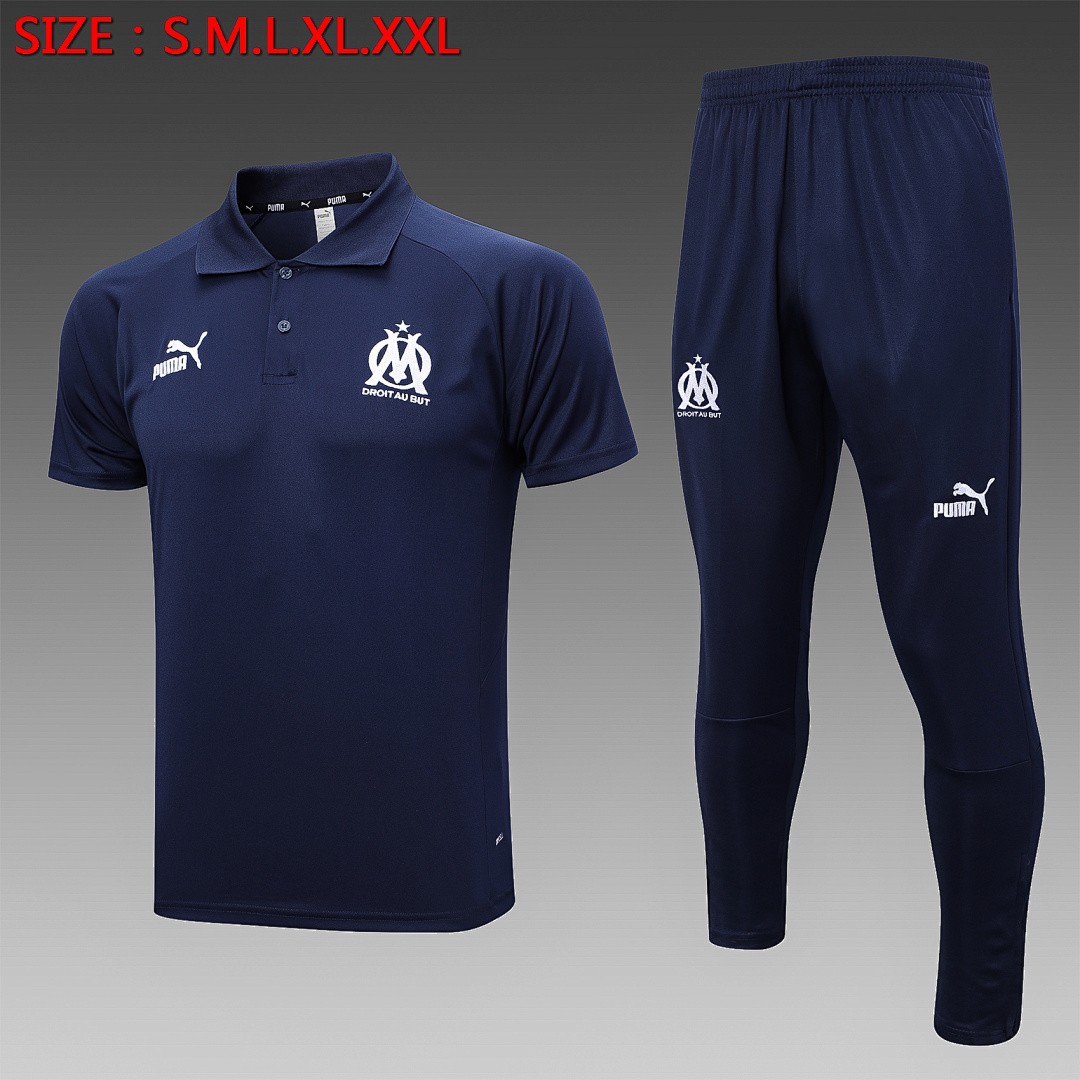 Olympique de Marseille 23-24 Polo Shirt Navy Blue