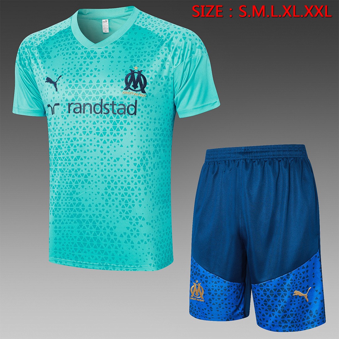 JER-6826_1 Olympique de Marseille 23-24 Light Blue Short Sleeve Training Shirt - 图片 1