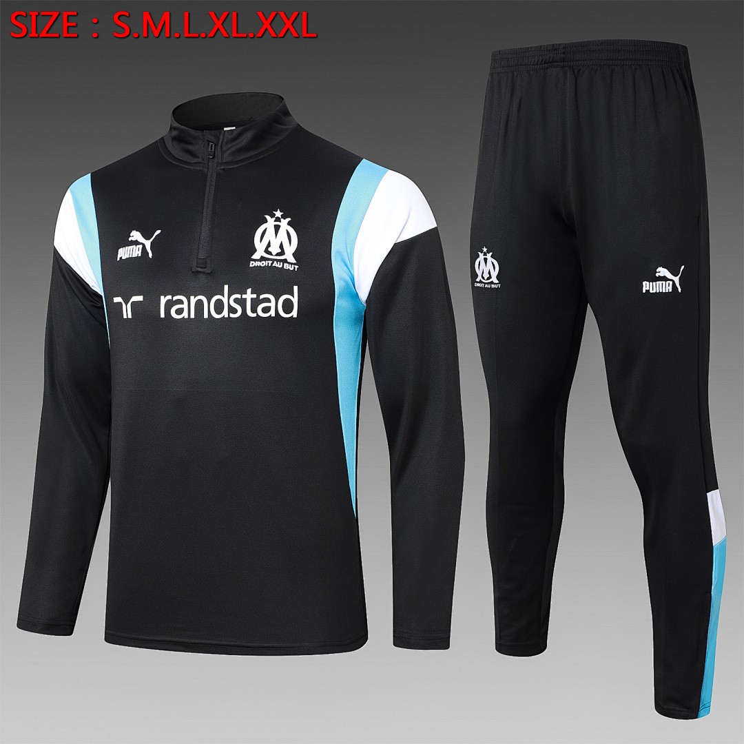 Olympique de Marseille 23-24 Half-Zip Jacket Black (White Badge)