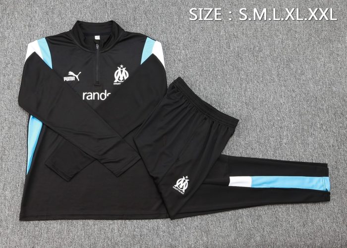 Olympique de Marseille 23-24 Half-Zip Jacket Black (White Badge) - 图片 2